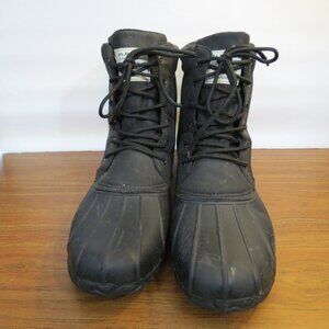 Aleader Men's Lace Up Duck Boots Black Felt Lining Round Toe Low Block Heel 13